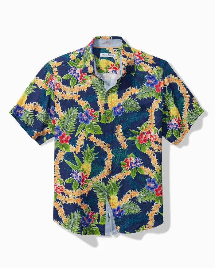 Tommy Bahama Lei In Paradise IslandZone Camp Shirt Island Navy Men Shirts
