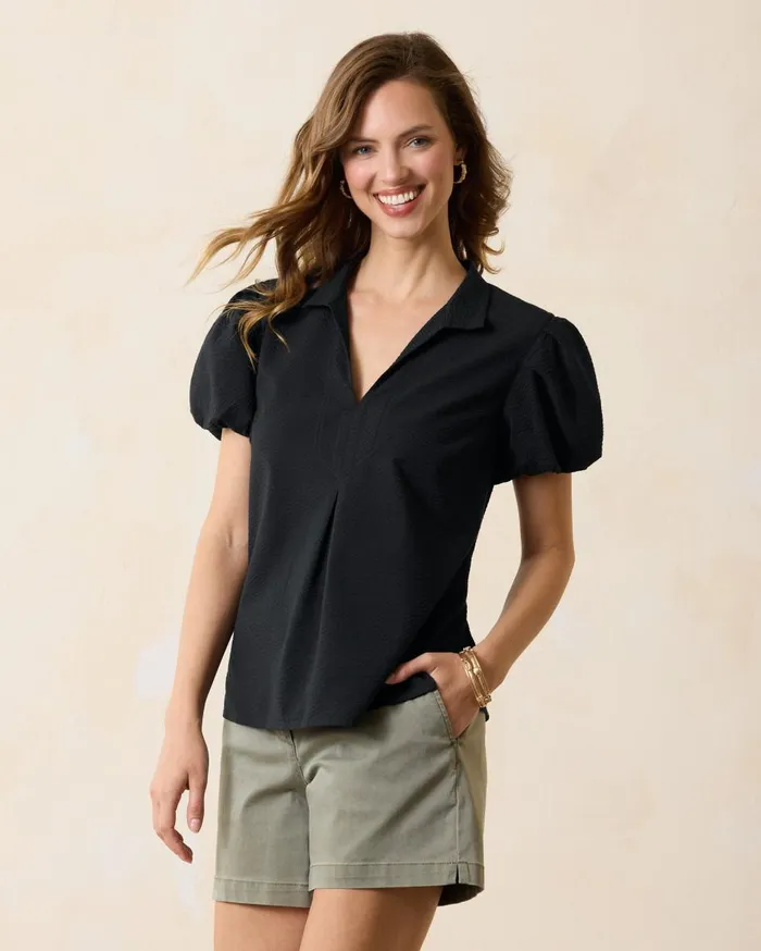 Tommy Bahama Linnea Orchid Dreams Johnny Collar ShortSleeve TShirt Sleepy Violet Women Tops and Shirts Tommy Bahama Linnea Orchid Dreams Johnny Collar ShortSleeve TShirt Sleepy Violet Women Tops and Shirts