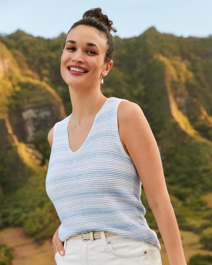 Tommy Bahama Ombr Bonita Ottoman Sleeveless Sweater Light Sky Women Tops and Shirts