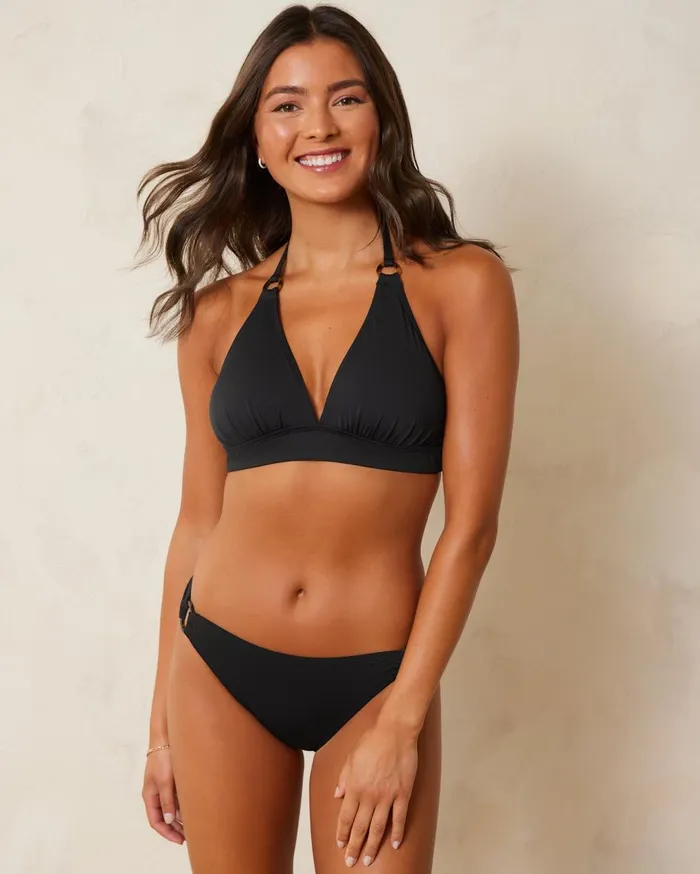 Tommy Bahama Pearl Ring Halter Bikini Top Black Women Bikini Tops Tommy Bahama Pearl Ring Halter Bikini Top Black Women Bikini Tops
