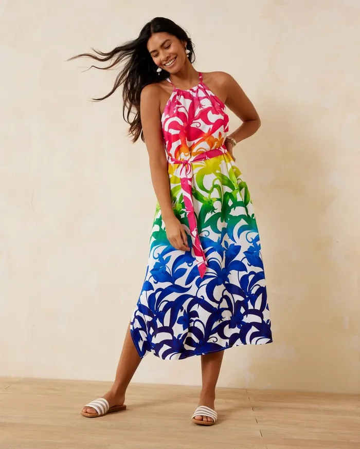 Tommy Bahama Tropical Blooms Coverup Dress White Women Dresses