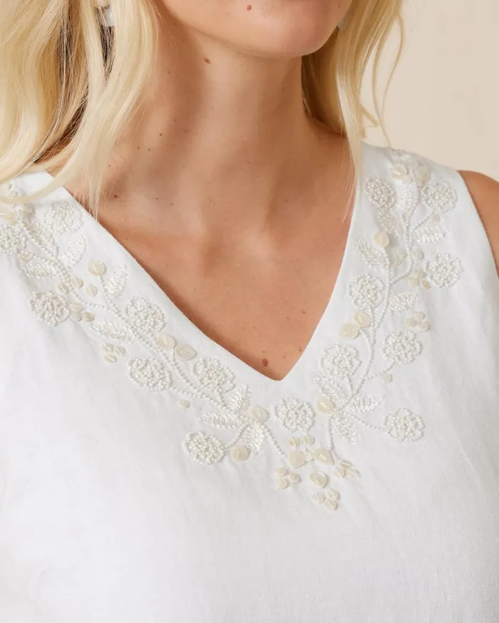 Tommy Bahama Two Palms Shell Embroidered Linen VNeck Dress White Women Dresses Tommy Bahama Two Palms Shell Embroidered Linen VNeck Dress White Women Dresses