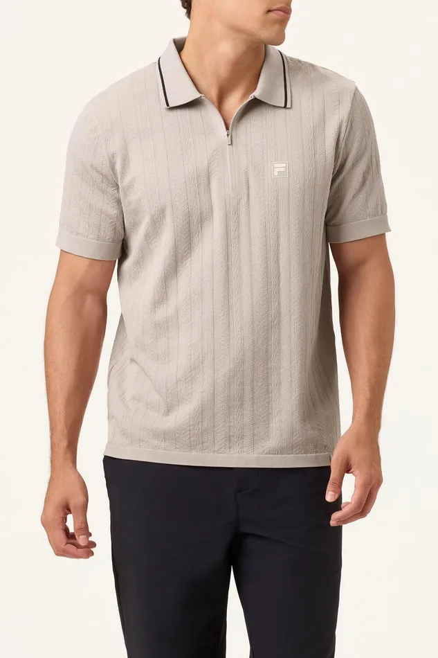 Tops and TShirts Men Fila Challenger Cable Zip Polo 921 Goat Tops and TShirts Men Fila Challenger Cable Zip Polo 921 Goat