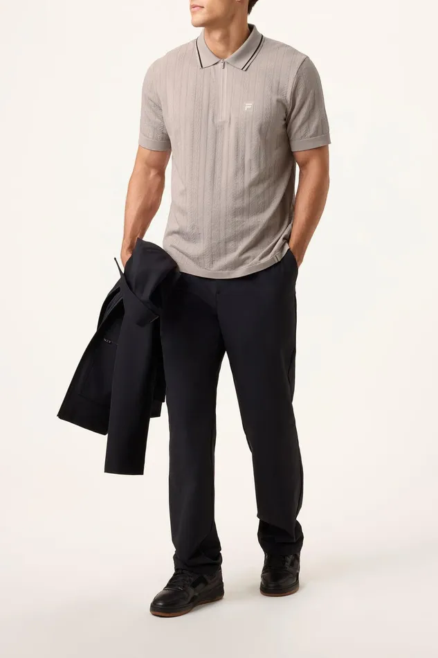Tops and TShirts Men Fila Challenger Cable Zip Polo 921 Goat Tops and TShirts Men Fila Challenger Cable Zip Polo 921 Goat