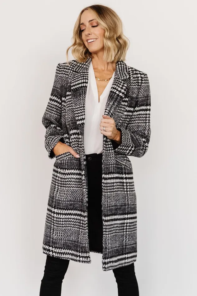 Townley Houndstooth Coat Black Off White Women Baltic Born Outerwear