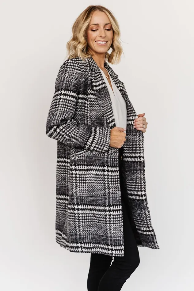 Townley Houndstooth Coat Black Off White Women Baltic Born Outerwear Townley Houndstooth Coat Black Off White Women Baltic Born Outerwear