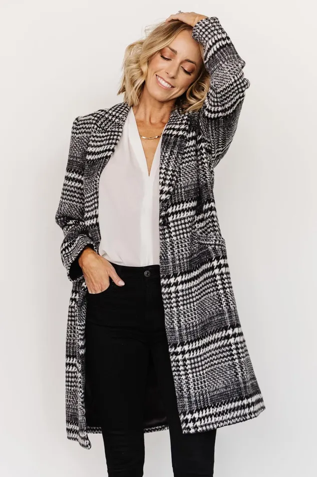 Townley Houndstooth Coat Black Off White Women Baltic Born Outerwear Townley Houndstooth Coat Black Off White Women Baltic Born Outerwear