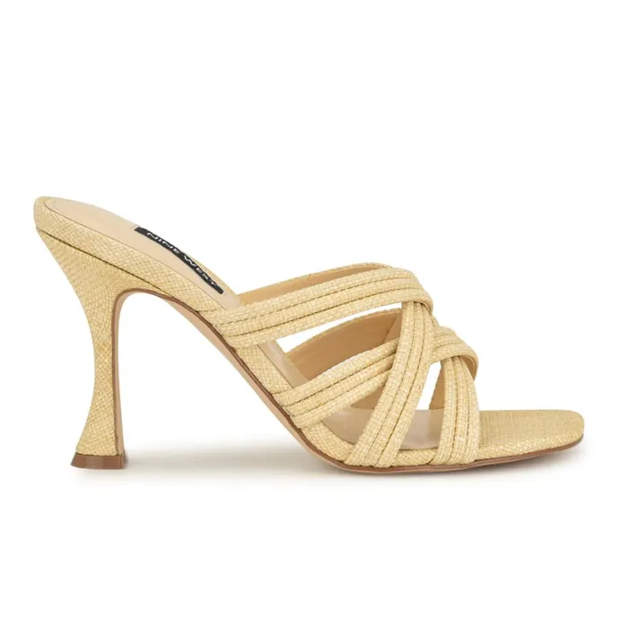 Tracee Heeled Slide Sandals Natural Women Nine West High Heels
