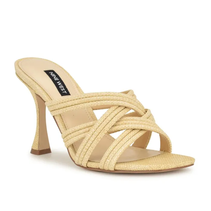 Tracee Heeled Slide Sandals Natural Women Nine West High Heels Tracee Heeled Slide Sandals Natural Women Nine West High Heels