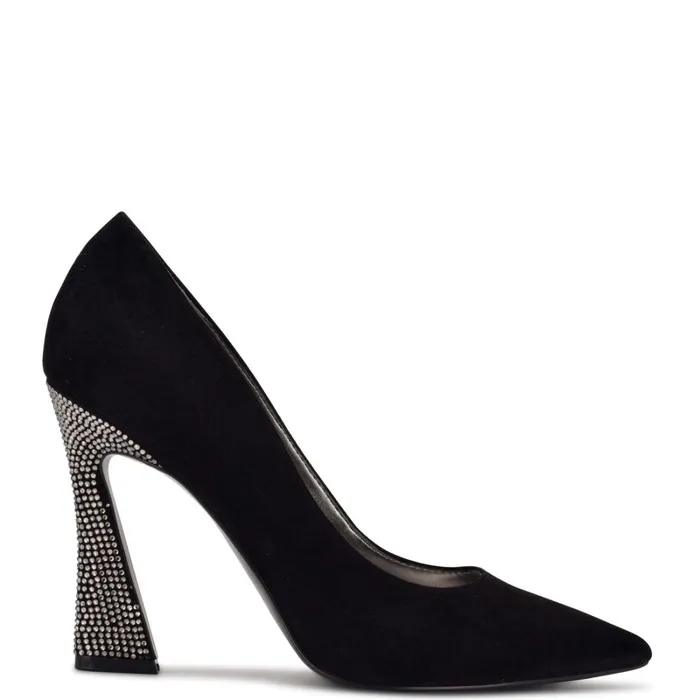 Trendz Pointy Toe Pumps Black Suederhinestone Women Nine West Pumps
