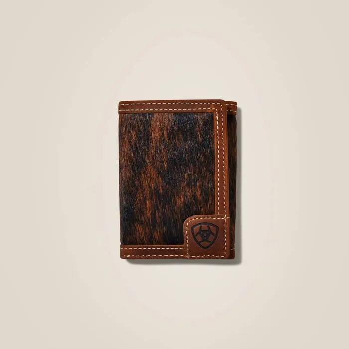 Trifold Wallet Logo Calf Hair Brown Men Ariat Bags and Wallets