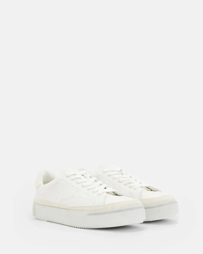 Trish Leather Sneakers Chalk White Women AllSaints Shoes and Boots