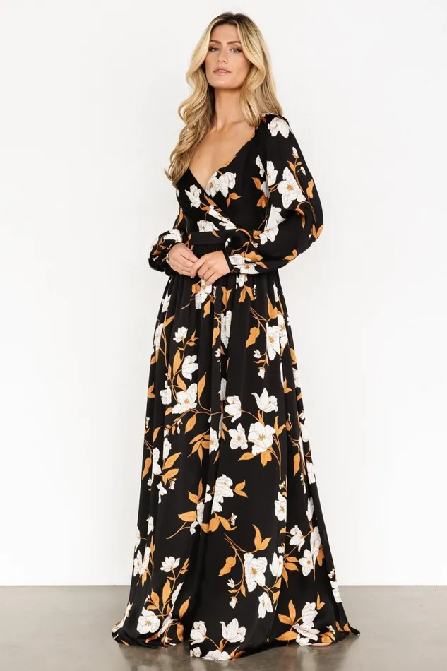 Tristan Maxi Dress Black Floral Women Baltic Born Wedding Guest Tristan Maxi Dress Black Floral Women Baltic Born Wedding Guest
