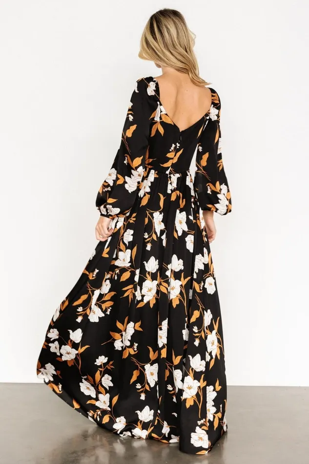 Tristan Maxi Dress Black Floral Women Baltic Born Wedding Guest Tristan Maxi Dress Black Floral Women Baltic Born Wedding Guest