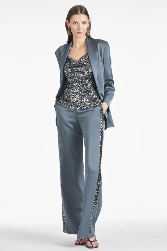 Tuxedo Sequin Alli Pant 8211 Gunmetal Women Sachin and Babi Matching Sets