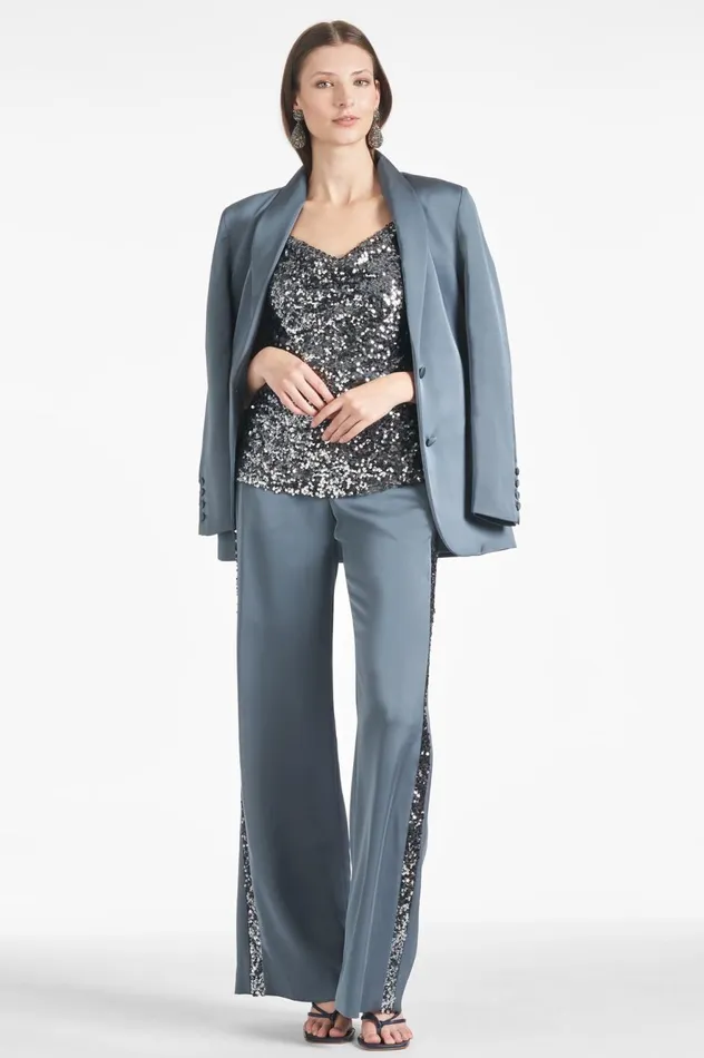 Tuxedo Sequin Alli Pant 8211 Gunmetal Women Sachin and Babi Matching Sets