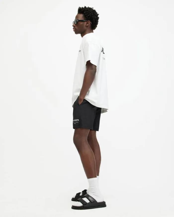 Underground Elastic Waist Logo Swimshorts Jet Black Men AllSaints Pants