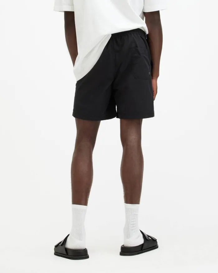 Underground Elastic Waist Logo Swimshorts Jet Black Men AllSaints Pants