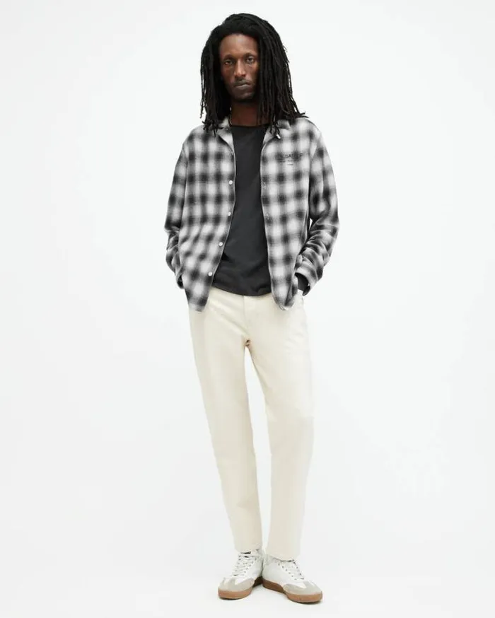 Underground Logo Check Long Sleeve Shirt Off White Men AllSaints Shirts
