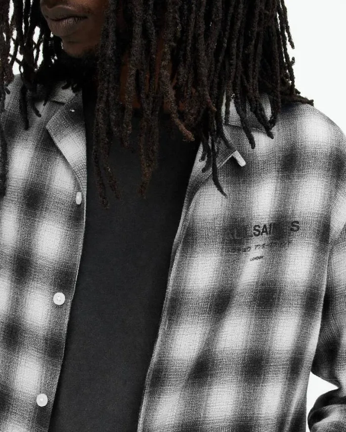 Underground Logo Check Long Sleeve Shirt Off White Men AllSaints Shirts