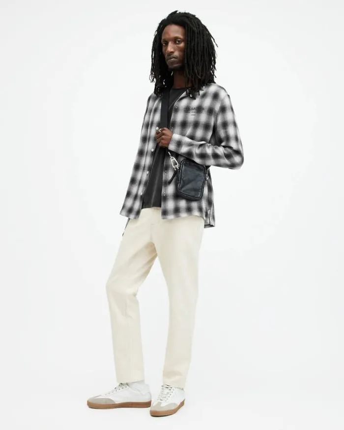 Underground Logo Check Long Sleeve Shirt Off White Men AllSaints Shirts