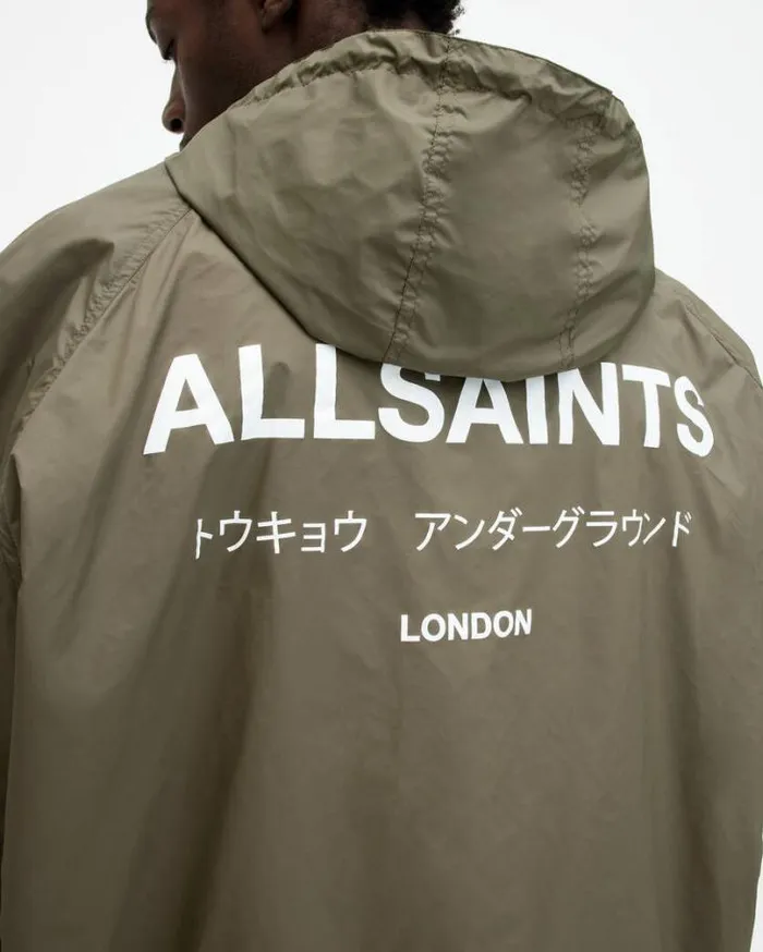 Underground Logo Oversized Hood Jacked Khaki Green Men AllSaints Jackets and Coats Underground Logo Oversized Hood Jacked Khaki Green Men AllSaints Jackets and Coats