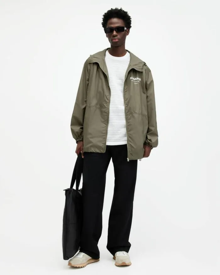 Underground Logo Oversized Hood Jacked Khaki Green Men AllSaints Jackets and Coats Underground Logo Oversized Hood Jacked Khaki Green Men AllSaints Jackets and Coats