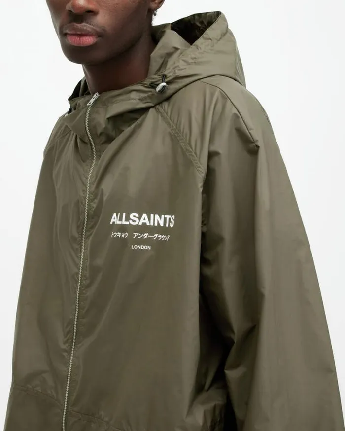 Underground Logo Oversized Hood Jacked Khaki Green Men AllSaints Jackets and Coats Underground Logo Oversized Hood Jacked Khaki Green Men AllSaints Jackets and Coats