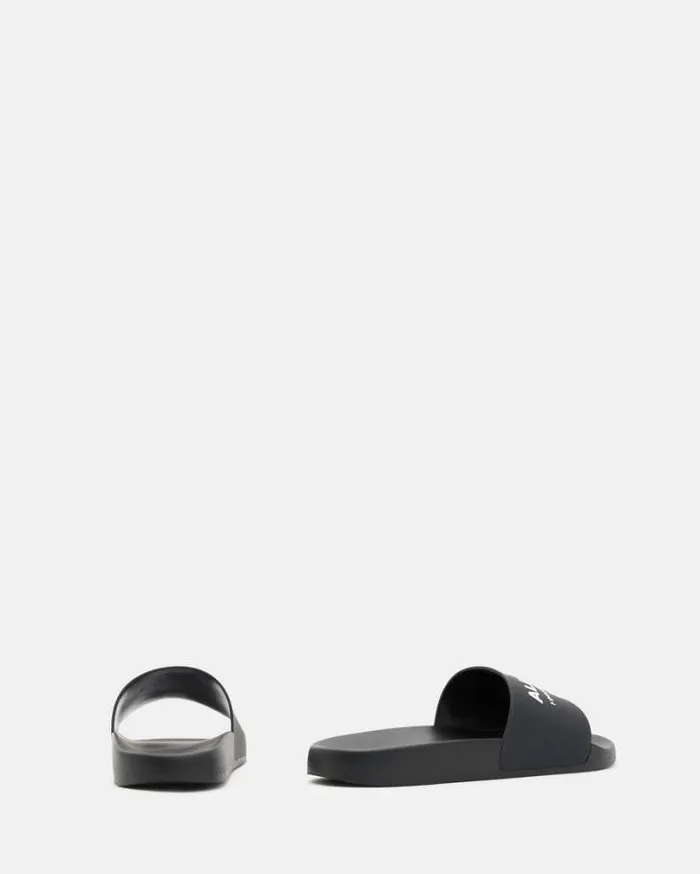 Underground Logo Slip On Slides Black Men AllSaints Shoes and Boots