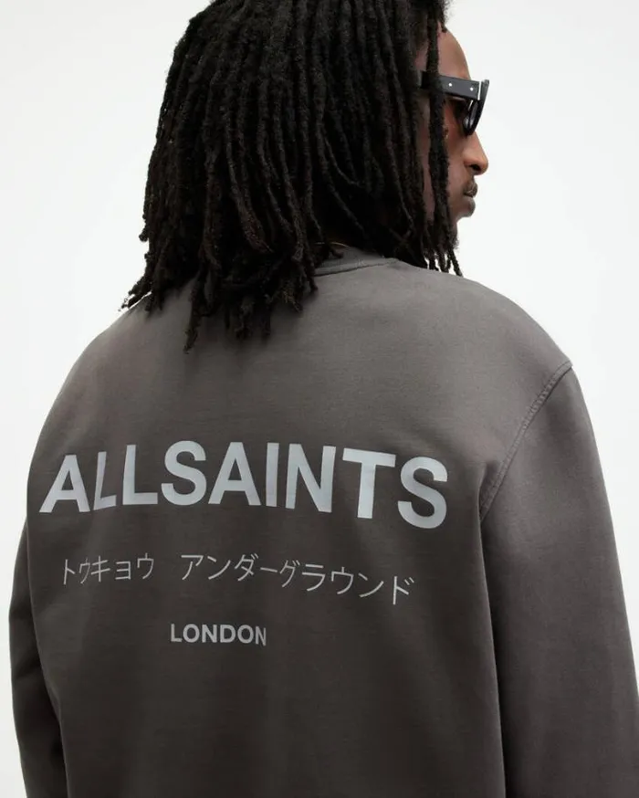 Underground Oversized Crew Neck Sweatshirt Shaded Gray Men AllSaints Sweatshirts and Hoodies Underground Oversized Crew Neck Sweatshirt Shaded Gray Men AllSaints Sweatshirts and Hoodies