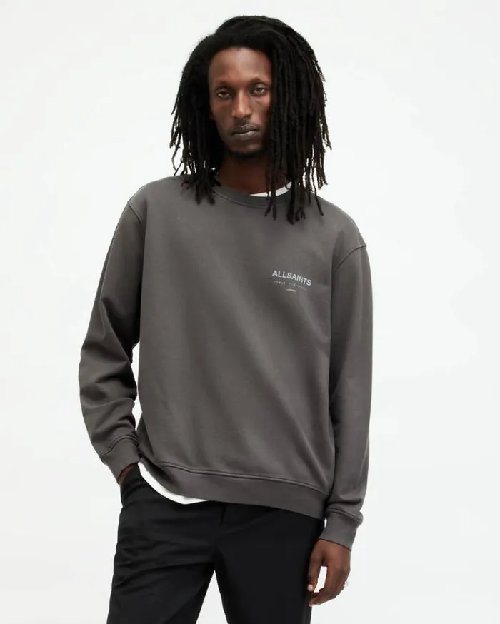 Underground Oversized Crew Neck Sweatshirt Shaded Gray Men AllSaints Sweatshirts and Hoodies Underground Oversized Crew Neck Sweatshirt Shaded Gray Men AllSaints Sweatshirts and Hoodies