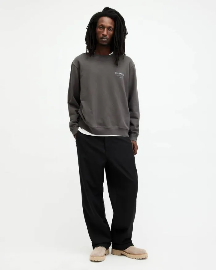 Underground Oversized Crew Neck Sweatshirt Shaded Gray Men AllSaints Sweatshirts and Hoodies Underground Oversized Crew Neck Sweatshirt Shaded Gray Men AllSaints Sweatshirts and Hoodies
