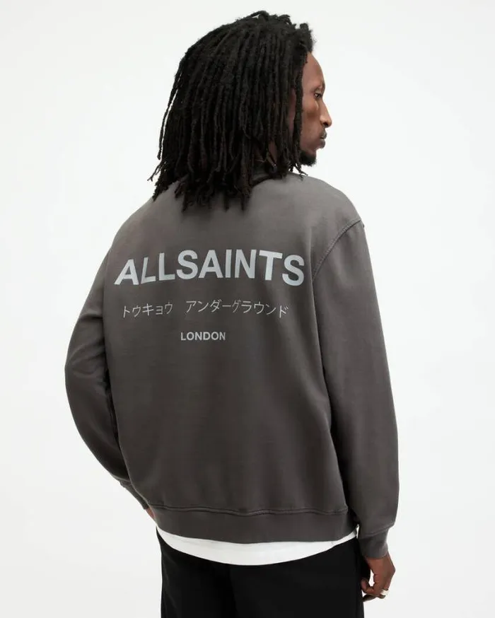 Underground Oversized Crew Neck Sweatshirt Shaded Gray Men AllSaints Sweatshirts and Hoodies Underground Oversized Crew Neck Sweatshirt Shaded Gray Men AllSaints Sweatshirts and Hoodies