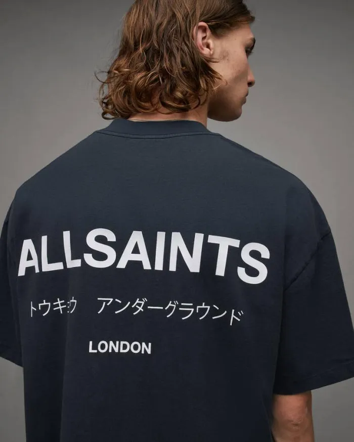 Underground Oversized Crew Neck TShirt Universe Blue Men AllSaints TShirts