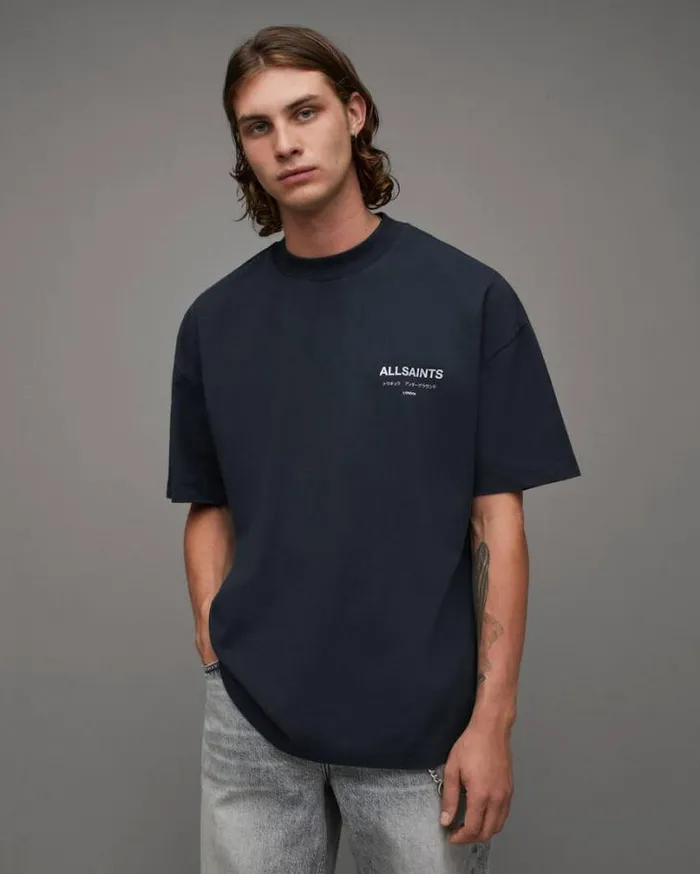 Underground Oversized Crew Neck TShirt Universe Blue Men AllSaints TShirts