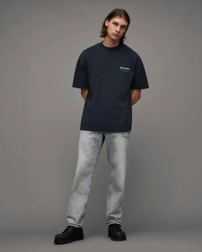 Underground Oversized Crew Neck TShirt Universe Blue Men AllSaints TShirts