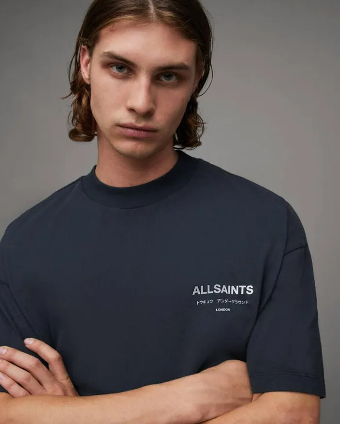 Underground Oversized Crew Neck TShirt Universe Blue Men AllSaints TShirts