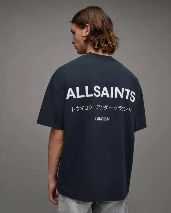 Underground Oversized Crew Neck TShirt Universe Blue Men AllSaints TShirts