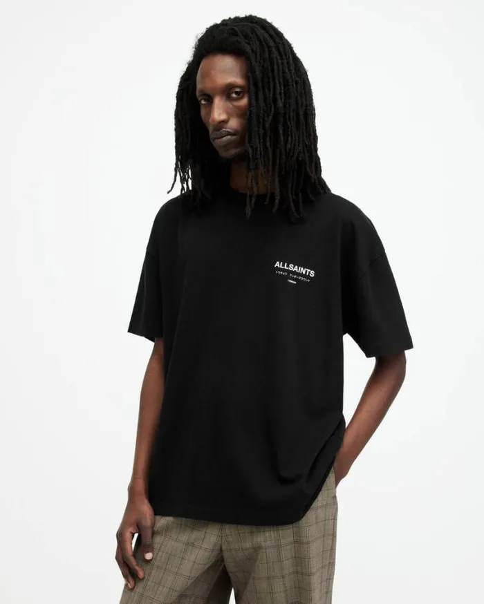 Underground Oversized Crew TShirt Jet Black Men AllSaints TShirts