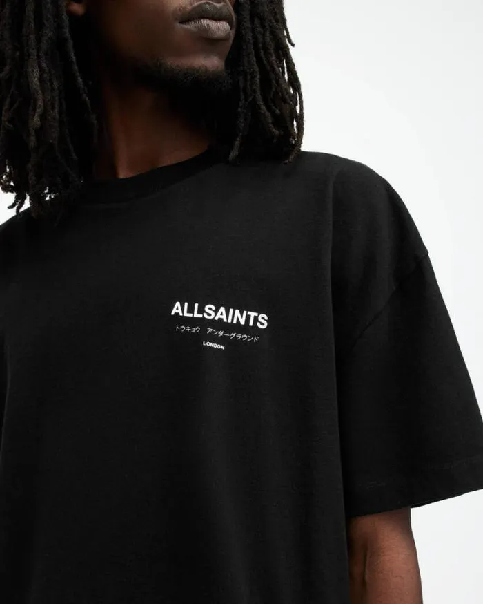 Underground Oversized Crew TShirt Jet Black Men AllSaints TShirts