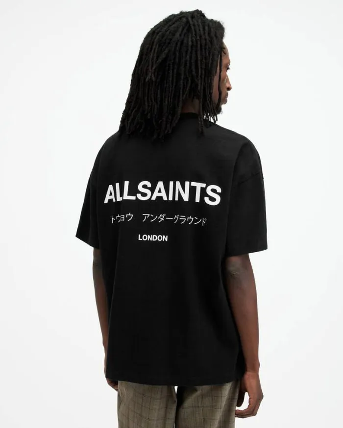 Underground Oversized Crew TShirt Jet Black Men AllSaints TShirts