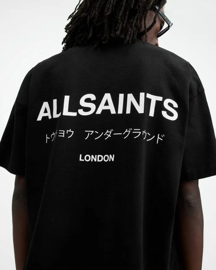 Underground Oversized Crew TShirt Jet Black Men AllSaints TShirts