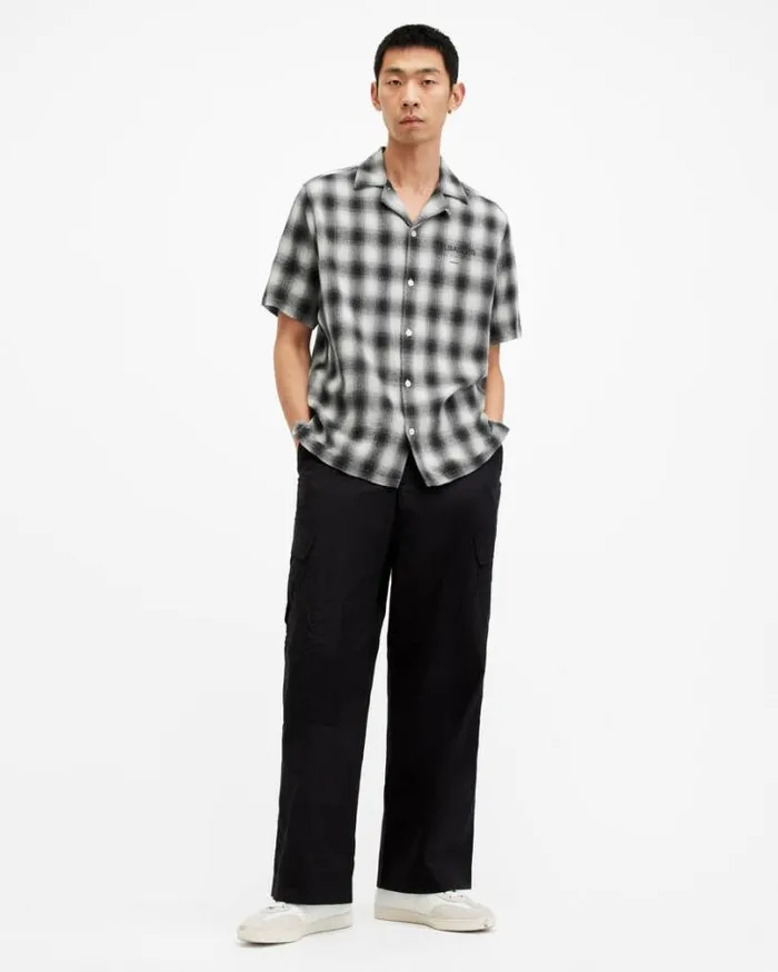 Underground Relaxed Check Logo Shirt Off White Men AllSaints Shirts
