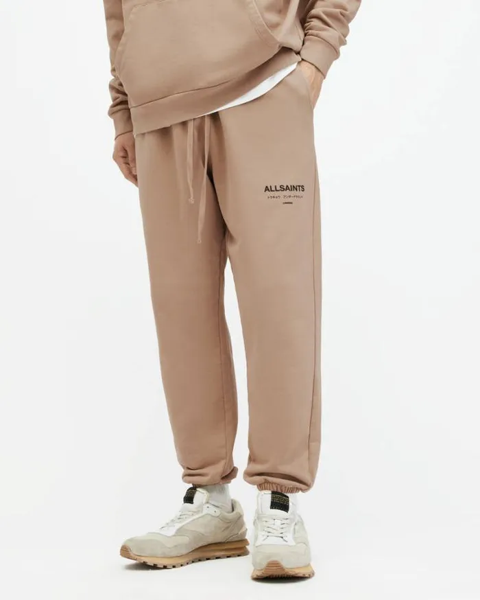 Underground Straight Cuffed Logo Sweatpants Toffee Taupe Men AllSaints Pants
