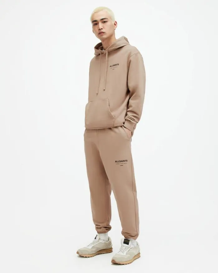 Underground Straight Cuffed Logo Sweatpants Toffee Taupe Men AllSaints Pants Underground Straight Cuffed Logo Sweatpants Toffee Taupe Men AllSaints Pants