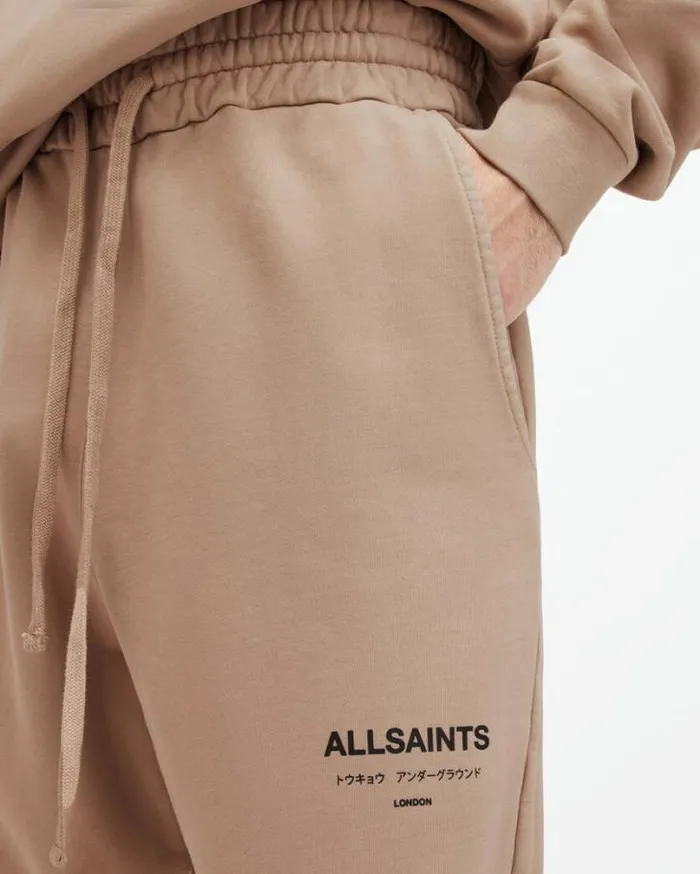 Underground Straight Cuffed Logo Sweatpants Toffee Taupe Men AllSaints Pants Underground Straight Cuffed Logo Sweatpants Toffee Taupe Men AllSaints Pants