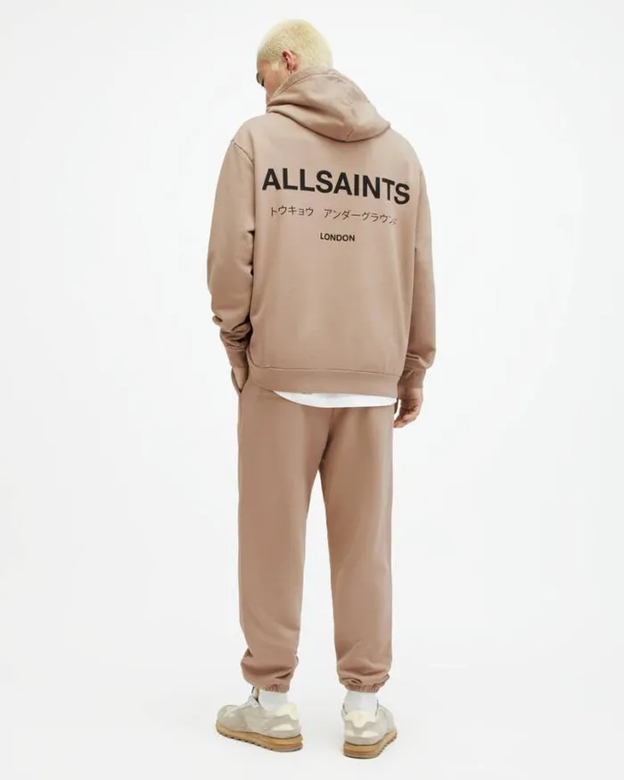 Underground Straight Cuffed Logo Sweatpants Toffee Taupe Men AllSaints Pants Underground Straight Cuffed Logo Sweatpants Toffee Taupe Men AllSaints Pants