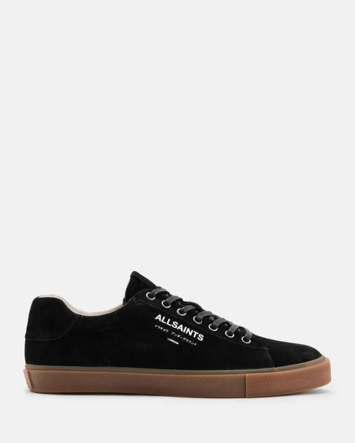 Underground Suede Low Top Sneakers Black Men AllSaints Shoes and Boots