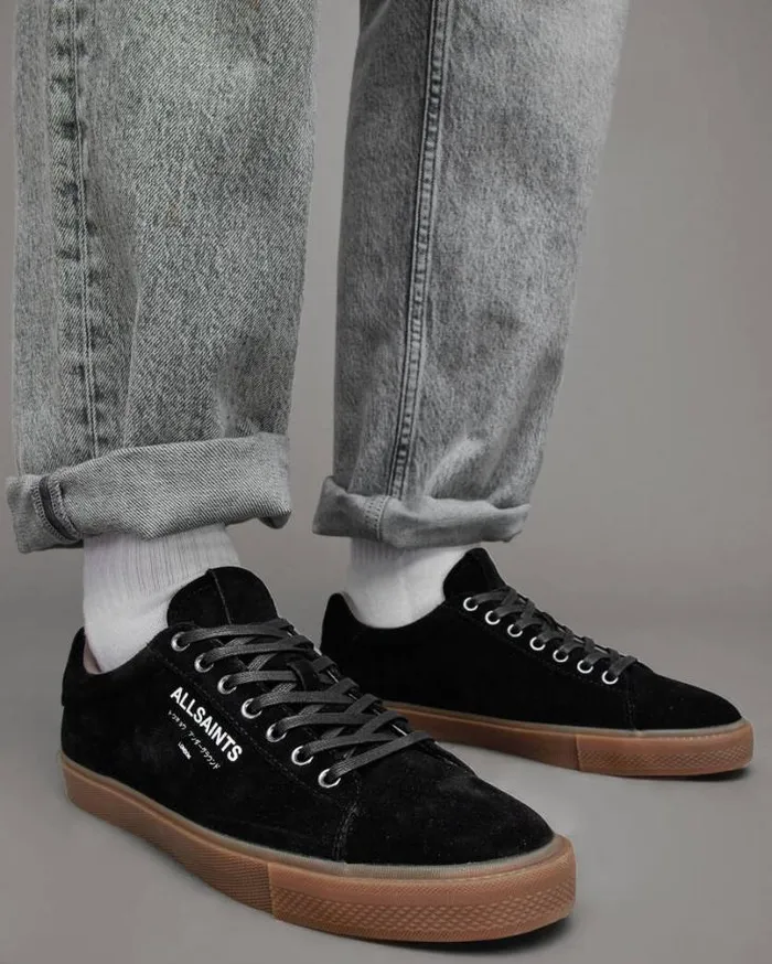 Underground Suede Low Top Sneakers Black Men AllSaints Shoes and Boots