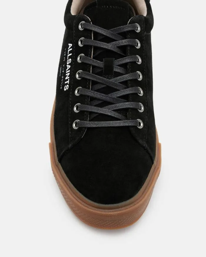 Underground Suede Low Top Sneakers Black Men AllSaints Shoes and Boots